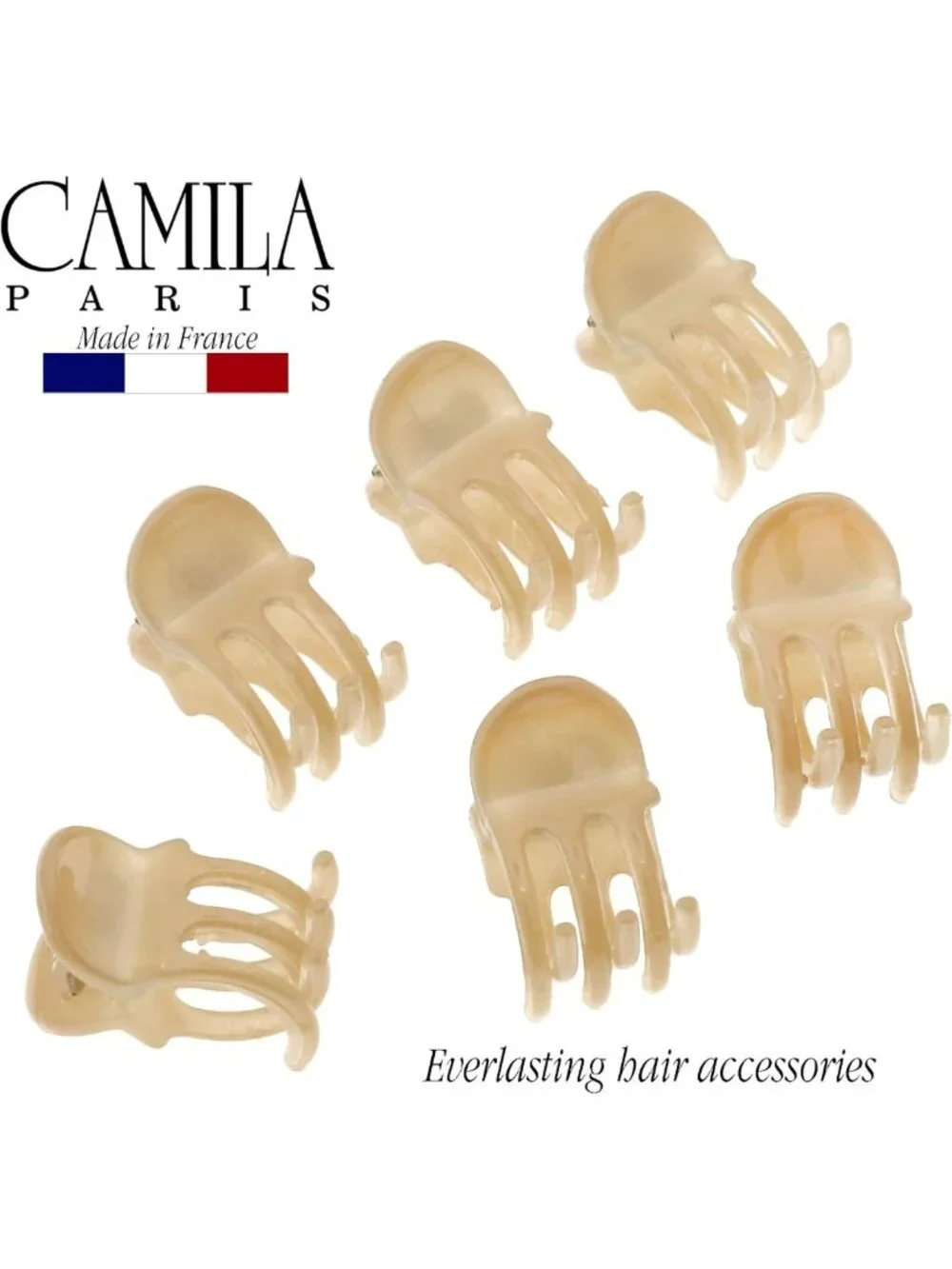 Set of 6 Extra Small Beige Hair Claw Clips for Women - Durable Fashion
